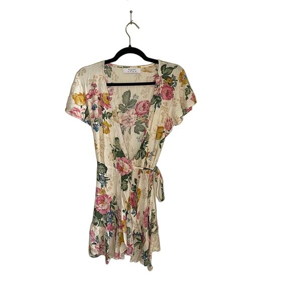 Auguste The Label Delilah Frill Wrap Mini Dress in Delilah Bloom Natural Size 4 - Picture 2 of 4